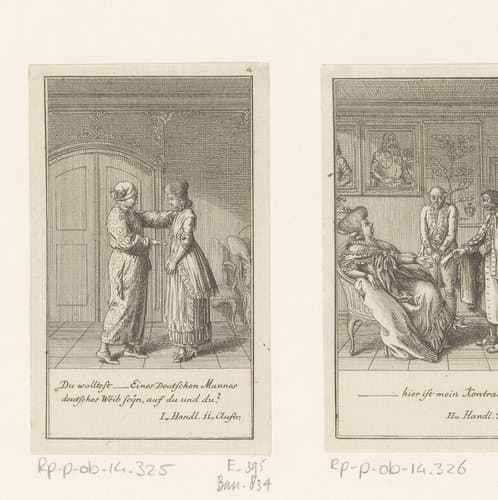 Reinhard in gesprek met zijn vrouw by Daniel Nikolaus Chodowiecki