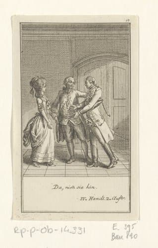 Confrontatie tussen Reinhard, Karl en Wilhelmine by Daniel Nikolaus Chodowiecki