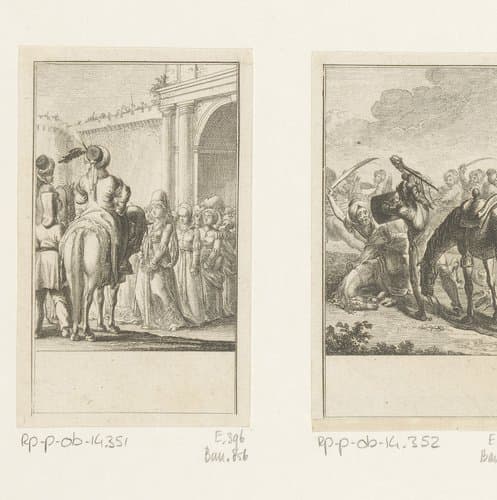 Saladin ziet toe hoe de christelijke vrouwen Jeruzalem verlaten by Daniel Nikolaus Chodowiecki