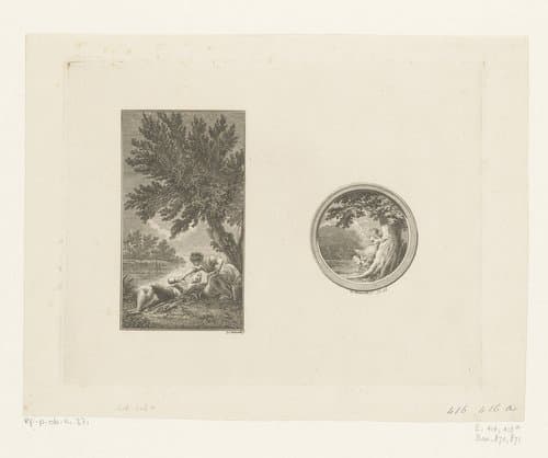 Twee voorstellingen uit Sophia Albrecht's gedichten by Daniel Nikolaus Chodowiecki