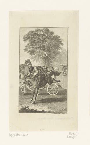 Ragotin houdt zich vast aan het bokkende paard by Daniel Nikolaus Chodowiecki