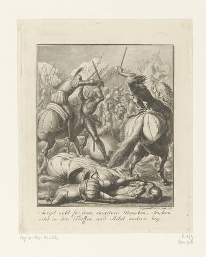 Rudolf I verslaat Ottokar II in Wenen by Daniel Nikolaus Chodowiecki
