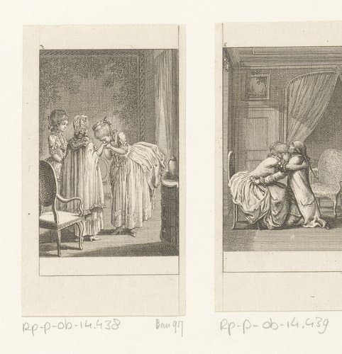 Julie op bezoek bij Frau von Étange by Daniel Nikolaus Chodowiecki