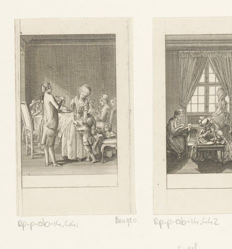 Julie en St. Preux bij het diner by Daniel Nikolaus Chodowiecki
