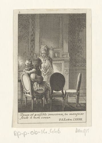Julie op schoot bij haar vader by Daniel Nikolaus Chodowiecki
