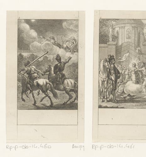 Gérasme leidt Huon de Bordeaux weg van de feeënkoning Oberon by Daniel Nikolaus Chodowiecki