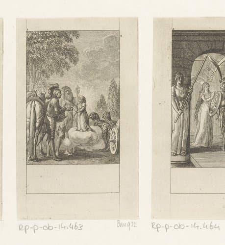 Huon de Bordeaux en de feeënkoning Oberon ruilen de hoorn en vaas by Daniel Nikolaus Chodowiecki
