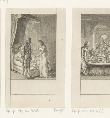 Sybille en Huon de Bordeaux plotten de moord op de reus Angolafer by Daniel Nikolaus Chodowiecki