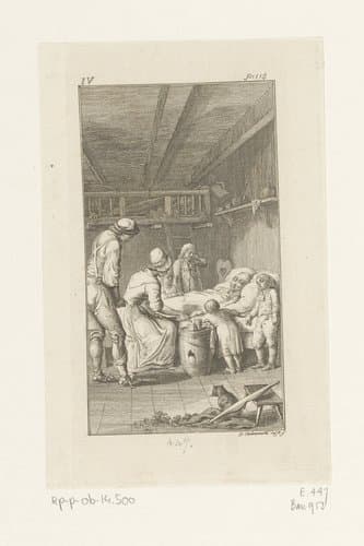 Gertrude aan het sterfbed van Catharina by Daniel Nikolaus Chodowiecki