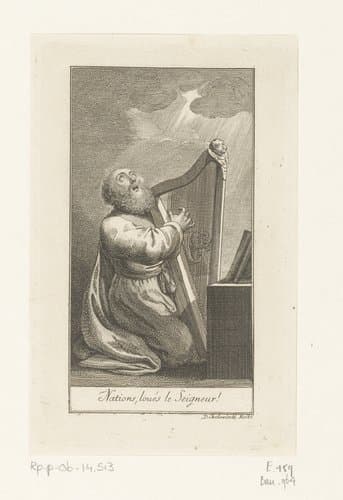 Koning David zingend met harp by Daniel Nikolaus Chodowiecki