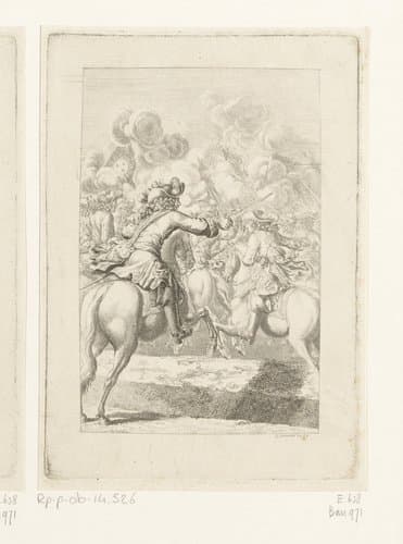 Friedrich III op het slagveld tijdens de negenjarige oorlog by Daniel Nikolaus Chodowiecki