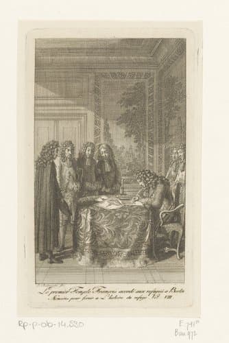 Friedrich I ondertekent het decreet voor de bouw van de kerk in Friedrichstadt by Daniel Nikolaus Chodowiecki