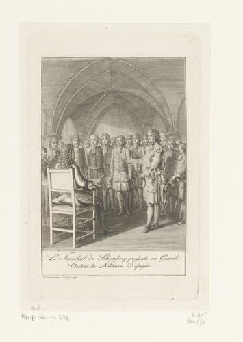 Friedrich I wordt voorgesteld door de hertog van Schomberg by Daniel Nikolaus Chodowiecki