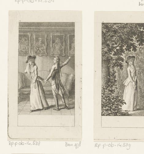 Karl en Amalia in de portrettengalerij by Daniel Nikolaus Chodowiecki