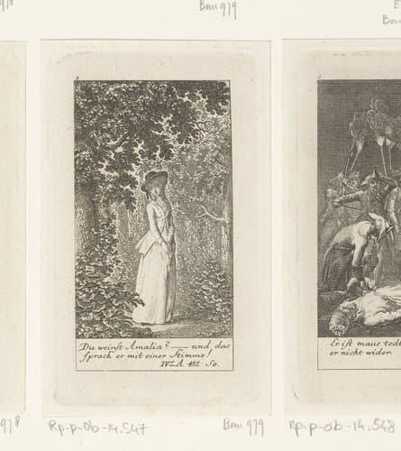 Amalia alleen in de tuin by Daniel Nikolaus Chodowiecki