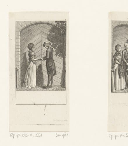 Yorick in gesprek met de onbekende vrouw by Daniel Nikolaus Chodowiecki