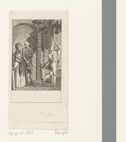Yorick en de dame worden in hun gesprek onderbroken door een Fransman by Daniel Nikolaus Chodowiecki