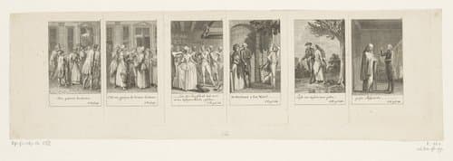 Zes voorstellingen uit Sternes empfindsame Reise by Daniel Nikolaus Chodowiecki