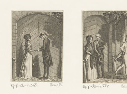Yorick in gesprek met de onbekende vrouw by Daniel Nikolaus Chodowiecki