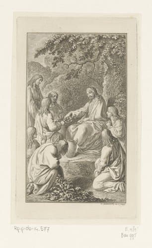 Christus door de engelen bediend by Daniel Nikolaus Chodowiecki