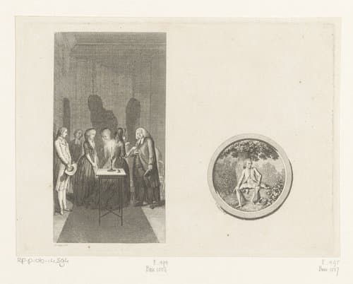 Twee voorstellingen uit Salzmann's Carl von Carlsberg by Daniel Nikolaus Chodowiecki