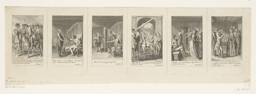 Zes voorstellingen uit Müller's Siegfried von Lindenberg by Daniel Nikolaus Chodowiecki