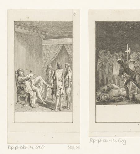 Don Mathias hoogmoedig in zijn stoel voor Gil Blas en Rodriguez by Daniel Nikolaus Chodowiecki
