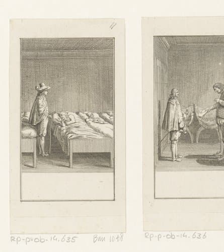 Gil Blas bezoekt Fabricio in het ziekenhuis by Daniel Nikolaus Chodowiecki