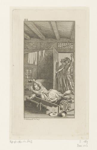 Schoolmeester Schwalde in conflict met Frau Brigitta by Daniel Nikolaus Chodowiecki