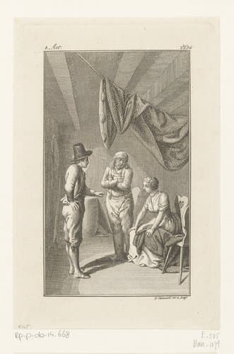 Martin staand tussen zijn dochter en haar bruidegom by Daniel Nikolaus Chodowiecki