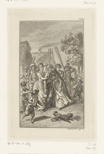 Schipbreukelingen worden het dorp binnengebracht by Daniel Nikolaus Chodowiecki
