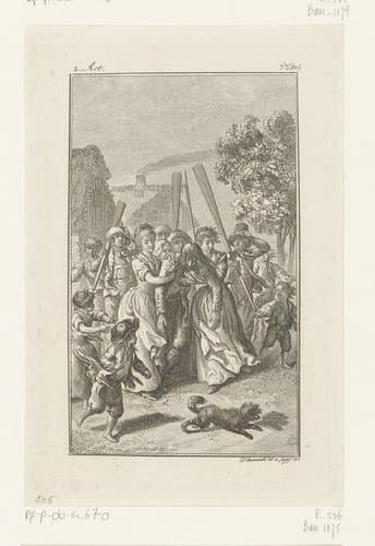 Schipbreukelingen worden het dorp binnengebracht by Daniel Nikolaus Chodowiecki