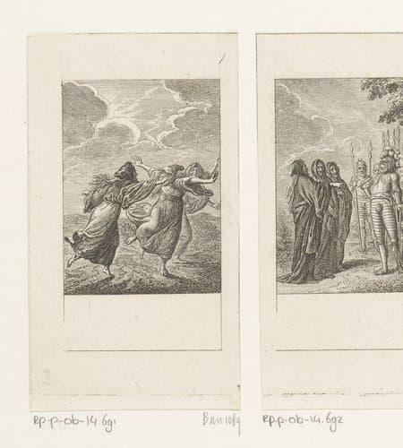 Drie heksen dansen over de Schotse Hooglanden by Daniel Nikolaus Chodowiecki