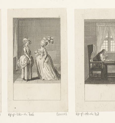 Raadsvrouw Blunt en Olympia Wintergrün in gesprek by Daniel Nikolaus Chodowiecki