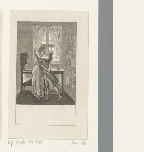 Wilhelm Esch en Julchen vallen elkaar in de armen by Daniel Nikolaus Chodowiecki