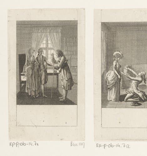 Wilhelm Esch en Julie vragen Storr hen te huwen by Daniel Nikolaus Chodowiecki