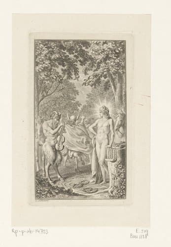 Muzikale tweestrijd tussen Apollo en Marsyas by Daniel Nikolaus Chodowiecki