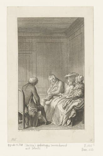 Clarissa's gedwongen samenkomst met Solmes by Daniel Nikolaus Chodowiecki