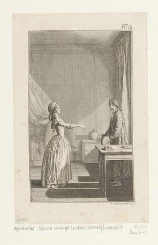 Clarissa verwerpt het huwelijksaanzoek van Lovelace by Daniel Nikolaus Chodowiecki