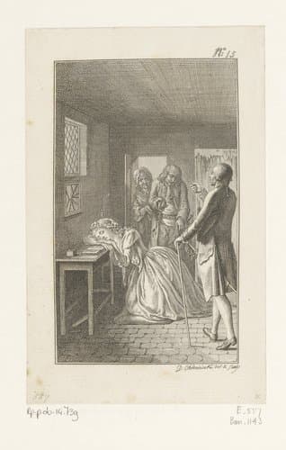 Belford bezoekt Clarissa in de kerker by Daniel Nikolaus Chodowiecki