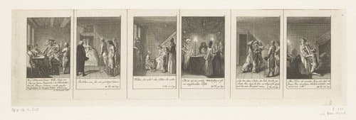 Zes voorstellingen uit Smolletts Peregrine Pickle by Daniel Nikolaus Chodowiecki
