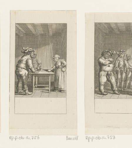 Falstaff beschuldigt de waardin van diefstal by Daniel Nikolaus Chodowiecki