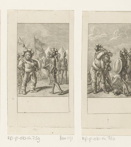 Vermoeide Falstaff voor Henry op het slagveld by Daniel Nikolaus Chodowiecki