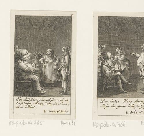 Falstaff verkleed als vorst voor Henry by Daniel Nikolaus Chodowiecki