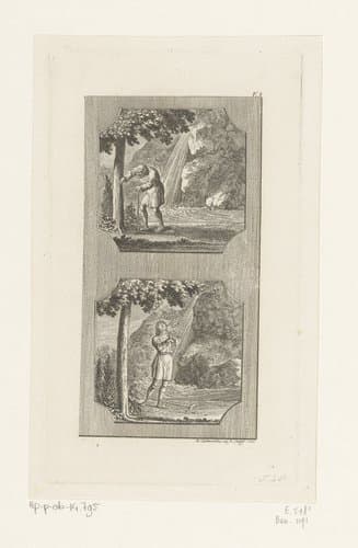 Oude man verandert in een jonge man bij de fontein der jeugd by Daniel Nikolaus Chodowiecki