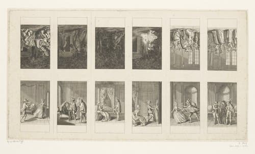 Twaalf voorstellingen uit le Mariage de Figaro van Beaumarchais by Daniel Nikolaus Chodowiecki