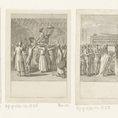 Mogol laat zich van zijn paleis naar de tuin dragen by Daniel Nikolaus Chodowiecki