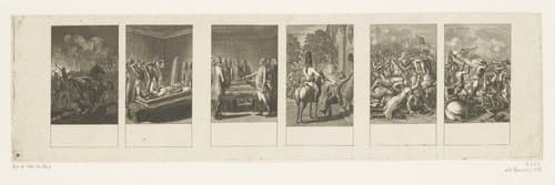 Zes voorstellingen met Brandenburgse oorlogsscènes by Daniel Nikolaus Chodowiecki