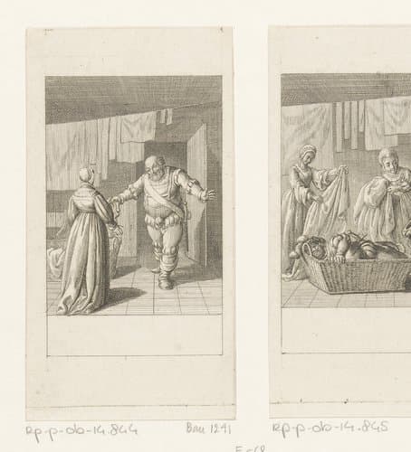 Falstaff en mevrouw Ford in de waskamer by Daniel Nikolaus Chodowiecki