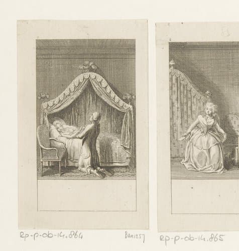 Walstein aan het bed van Caroline by Daniel Nikolaus Chodowiecki